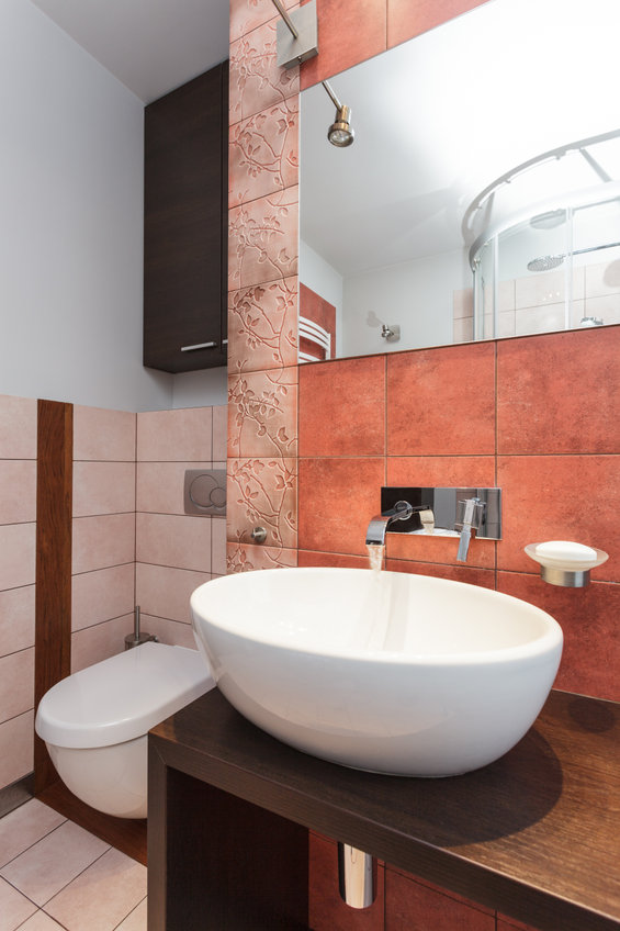 Spacious apartment - Modern wash basin in new bathroom interior